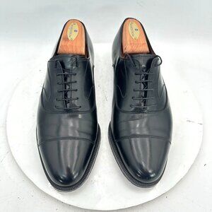Salvatore Ferragamo Men Sz 7 EE Black Leather Cap Toe lace Up Oxford Dress Shoes